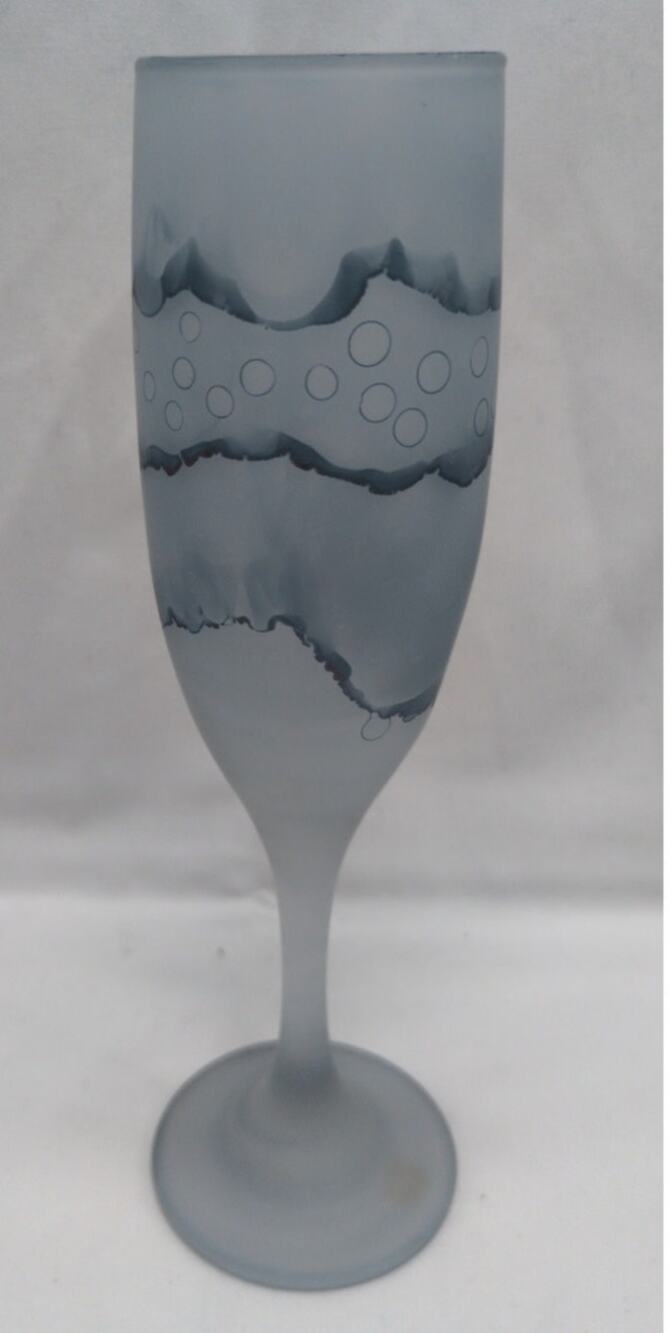 Reuven Art Nouveau Blue Bubble Drip Champagne Flute 8oz Swung Glass Barware